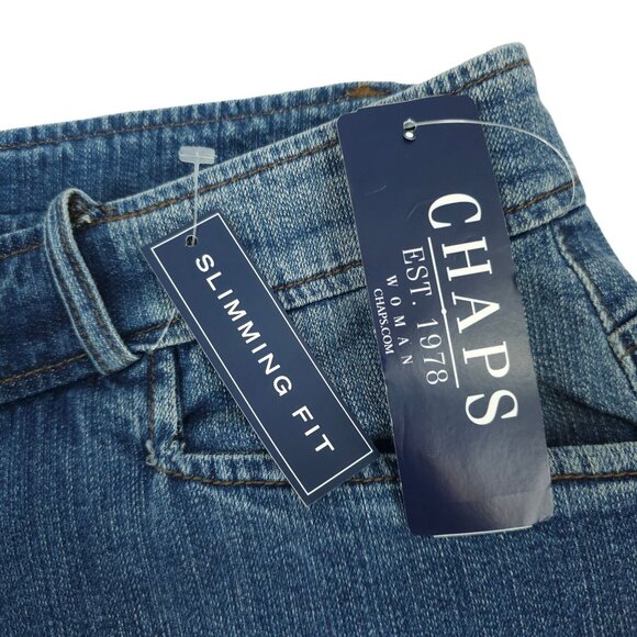 Chaps Capri Jeans Slimming Fit Plus Size 22W High Rise NWT Stretch Med Wash Crop - Picture 3 of 12